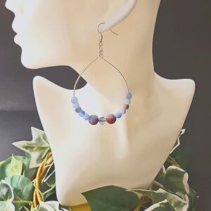 Wire & Agate Stone Hoop Earrings